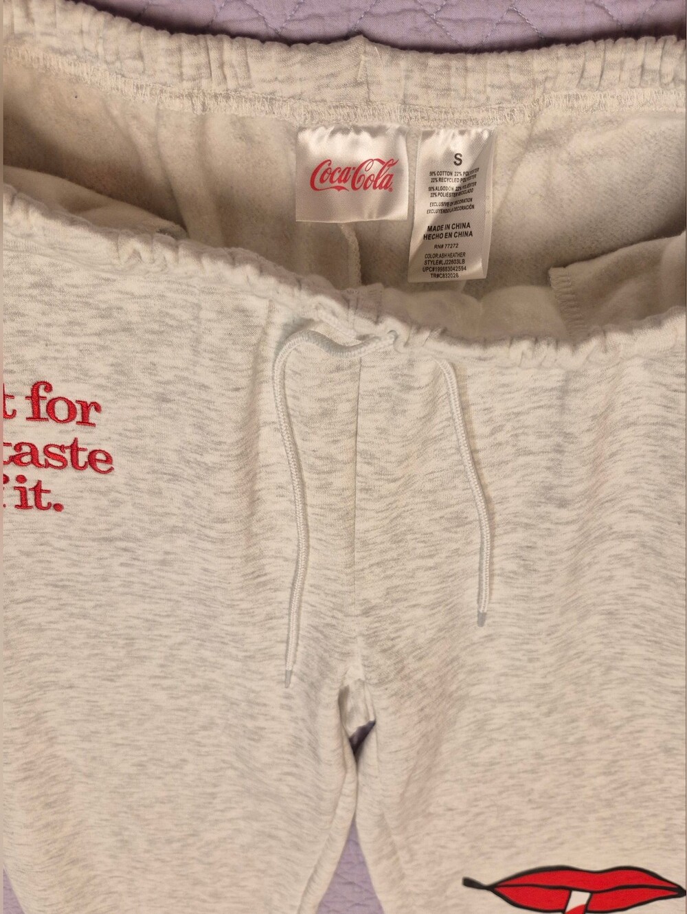 Coca-Cola Womens Light Heather Gray Lounge Pants Size Small - Picture 4 of 5